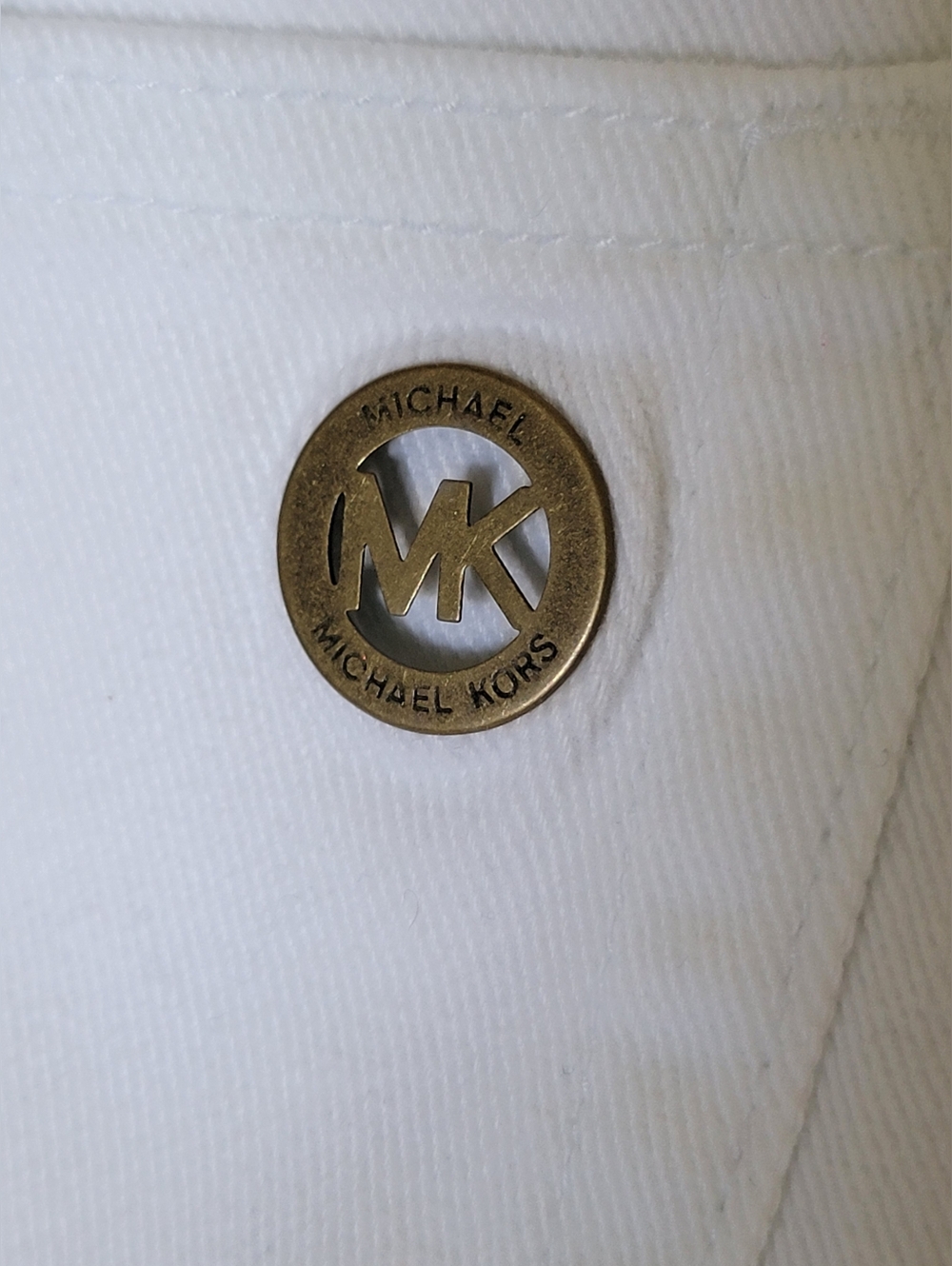 Michael Kors White Denim Capris with Brass MK Details Womens Plus Size 14